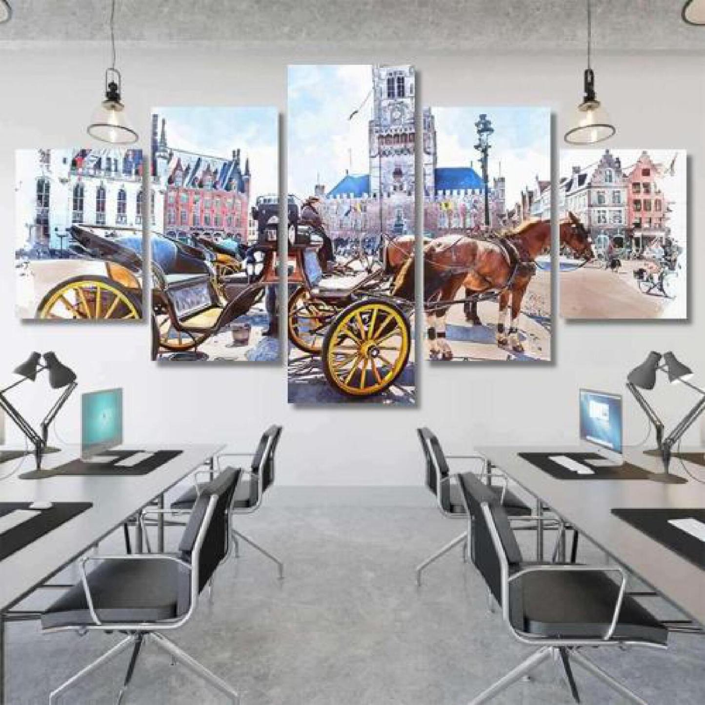 Watercolor Carriage Scenery Historical Town Tourist-xinru shop