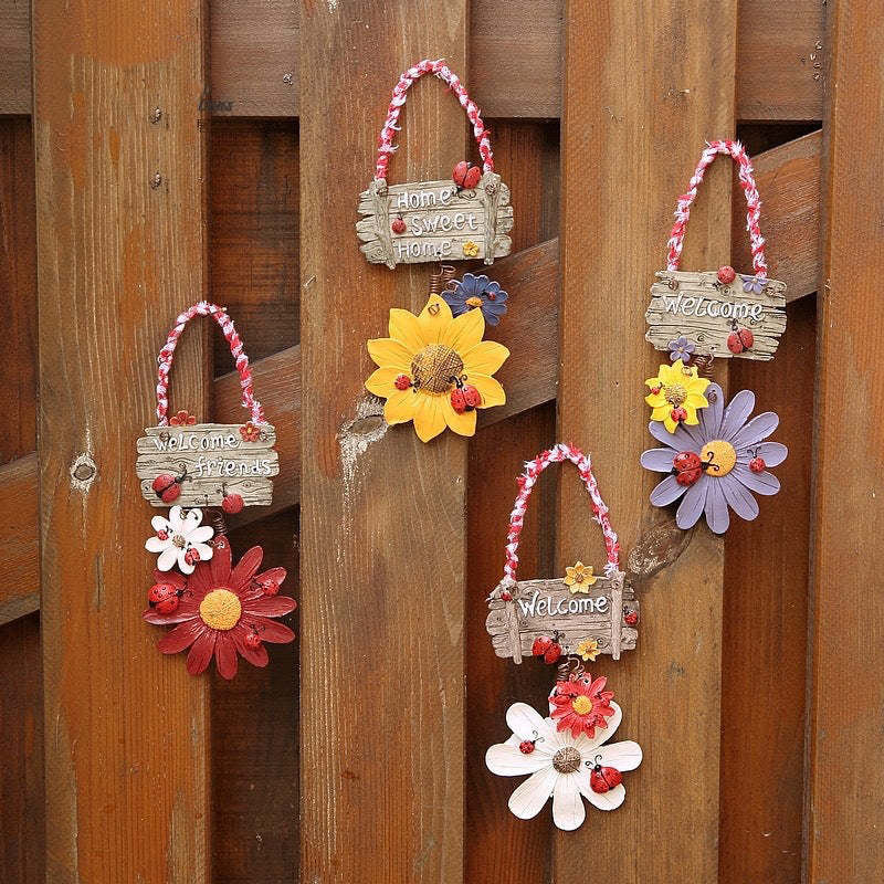 Ladybug Sunflower Welcome Door Hanger Set-xinru
