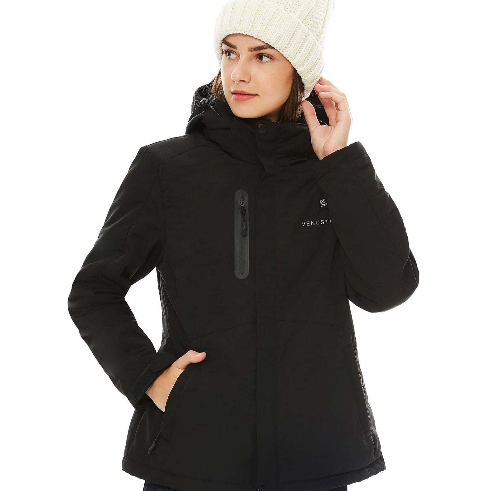 Heated Coat with Detachable Hood Windproof-xinru shop
