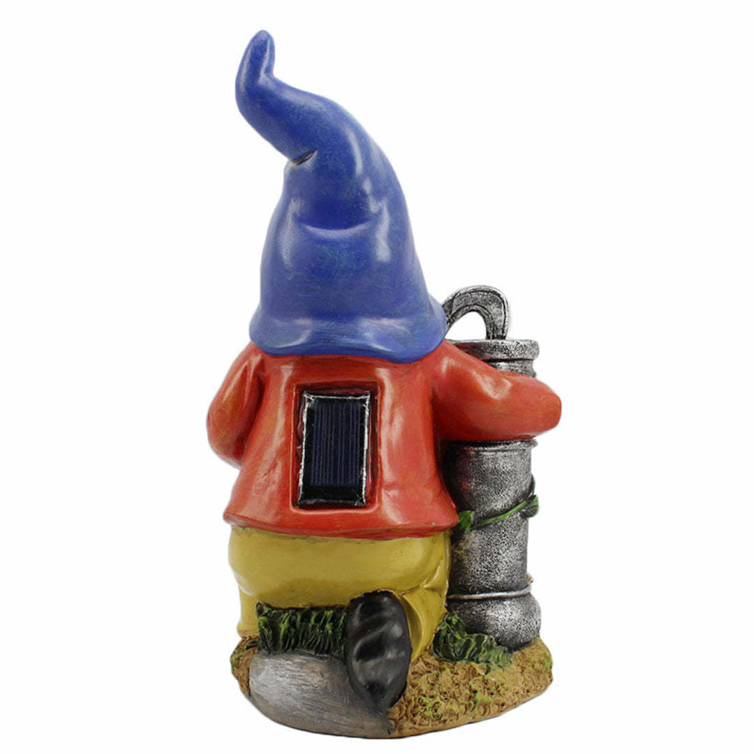 Solar Garden Gnome Water Pumping Sculpture Patio Outdoor Ornament Decor-xinru
