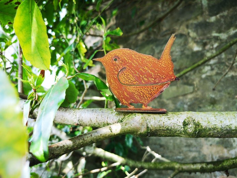 Exterior Rustic Rusty Metal Robin Garden Fence Decorative Sculpture-xinru