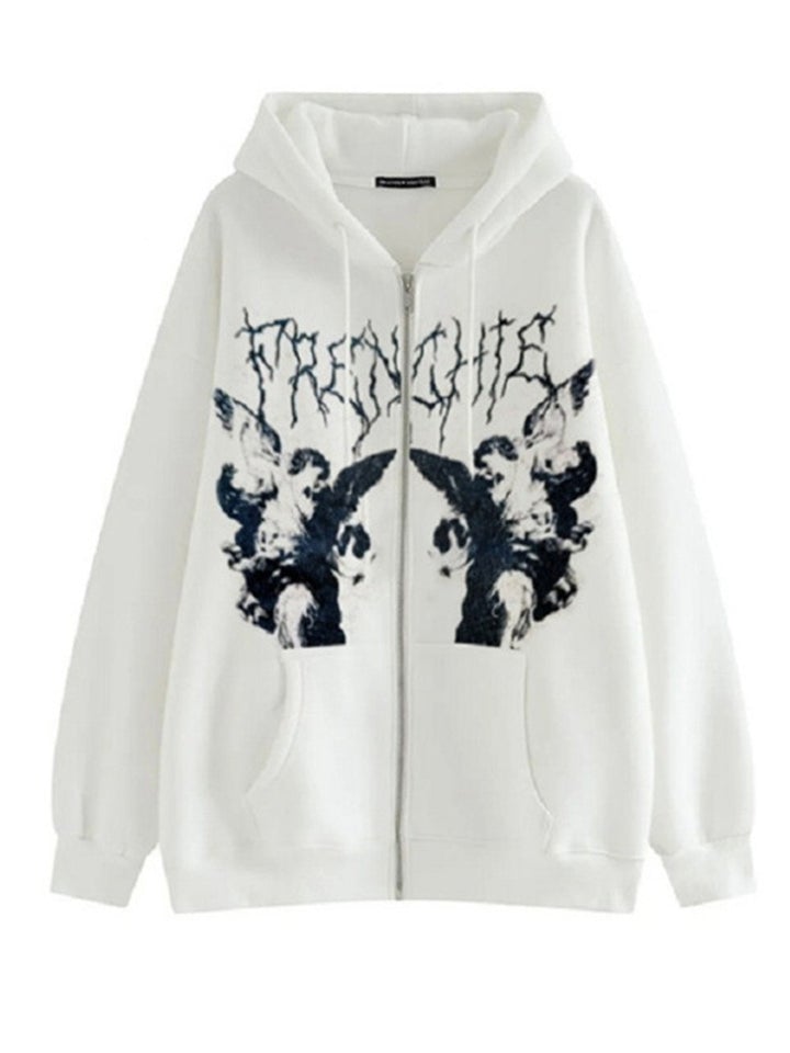 Women Stylish Loose Grunge Jacket Hoodie Pastel Goth Clothing-xinru