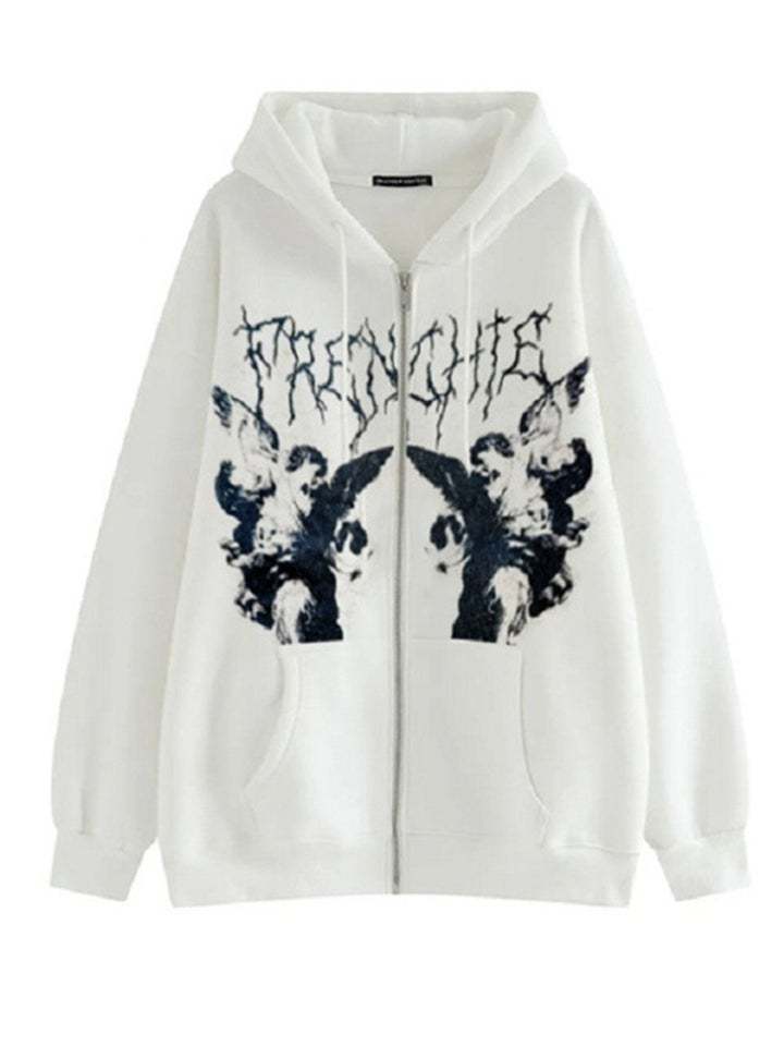 Women Stylish Loose Grunge Jacket Hoodie Pastel Goth Clothing-xinru