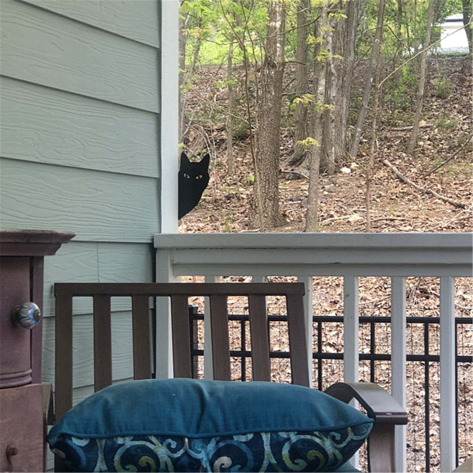 Black Cat Sculpture Gifts Lawn Ornament Metal Peeping Cat Cats Yard Sculpture-xinru