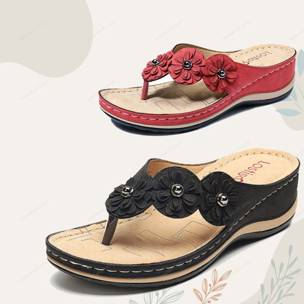 Women Flowers Comfy Orthopedic Arch-Support Clip Toe Sandals-xinru