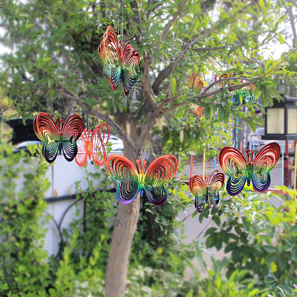 Reflective Windmill Decor Butterfly Wind Chimes Metal Wind Spinner-xinru