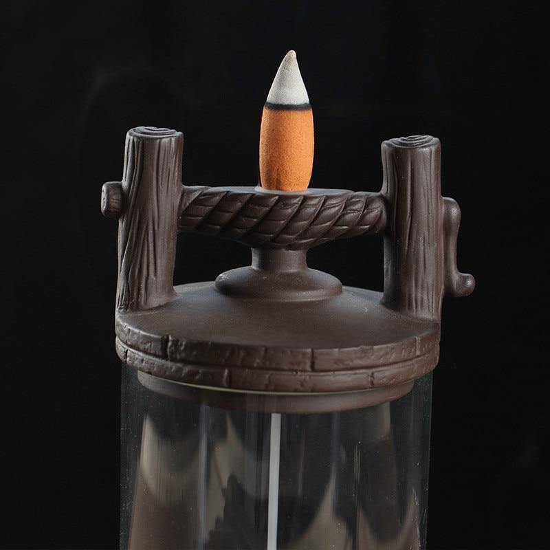 Ceramic Backflow Incense Burner Dragon LED Light With Acrylic Cover-xinru