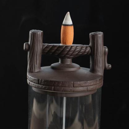 Ceramic Backflow Incense Burner Dragon LED Light With Acrylic Cover-xinru