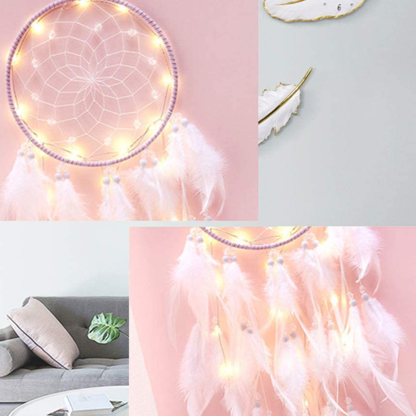 LED Dream Catcher Light String White Feather Night Light Home Party Decoration-xinru