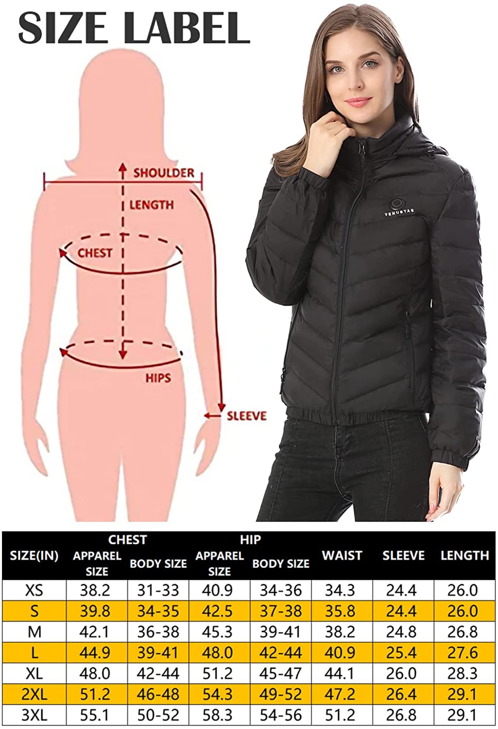 Women's Down Heated Jacket with Battery Pack 7.4V-xinru shop