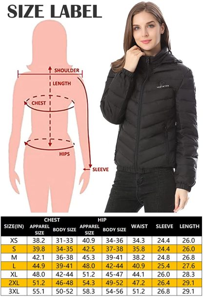 Women's Down Heated Jacket with Battery Pack 7.4V-xinru shop
