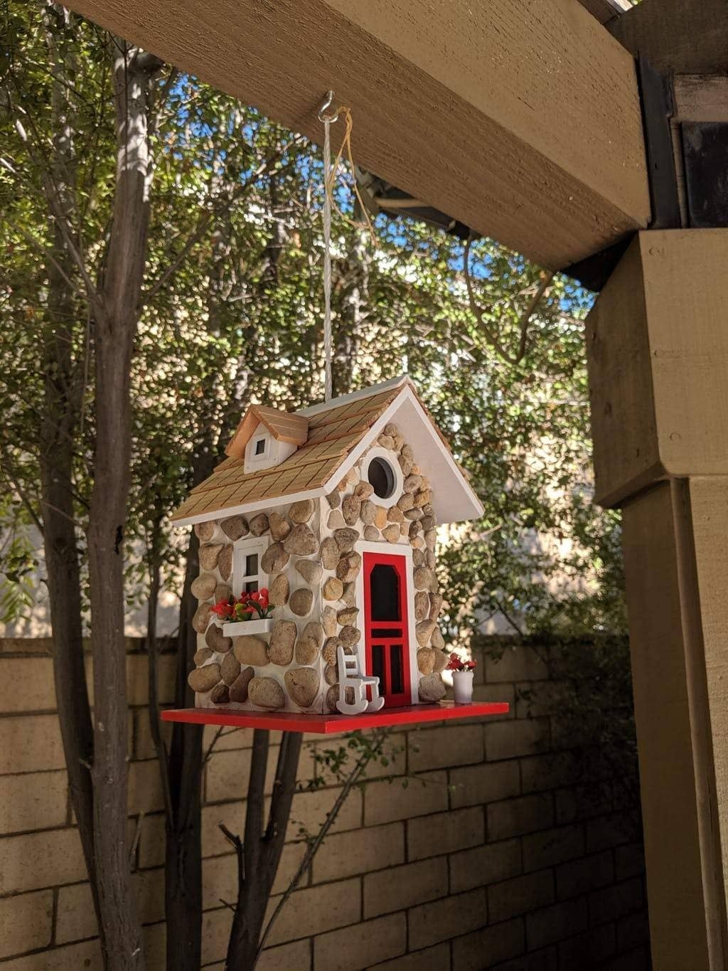 Home Bazaar Fieldstone Guest Cottage Bird Feeder-xinru