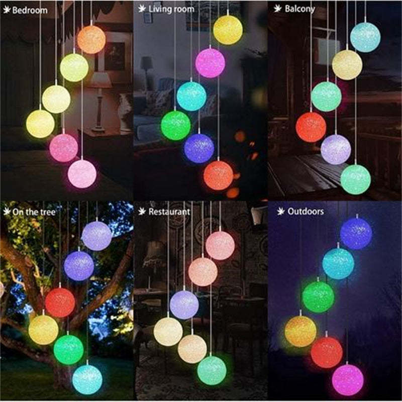Solar Powered Color Changing Crystal Ball Wind Chime-xinru