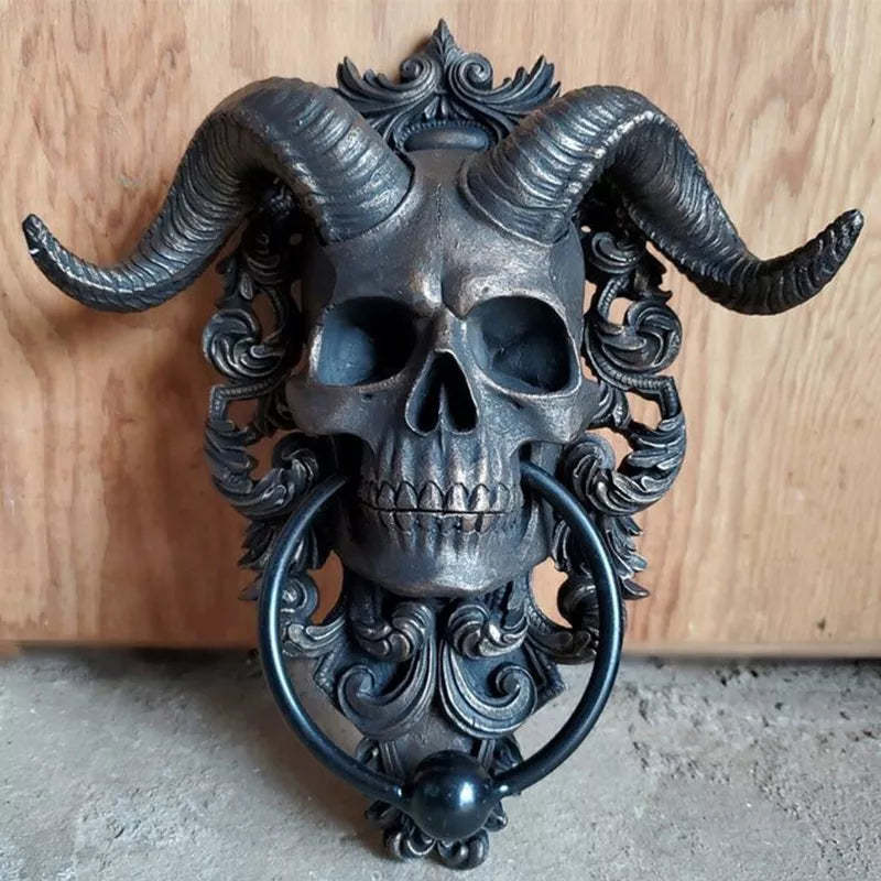 Sabbatic Baphomet Horned God Skull Hanging Door Knocker-xinru