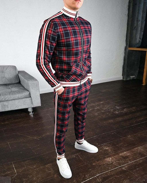 Stylish Guardsmen Matching Plaid Set Track Suits-xinru