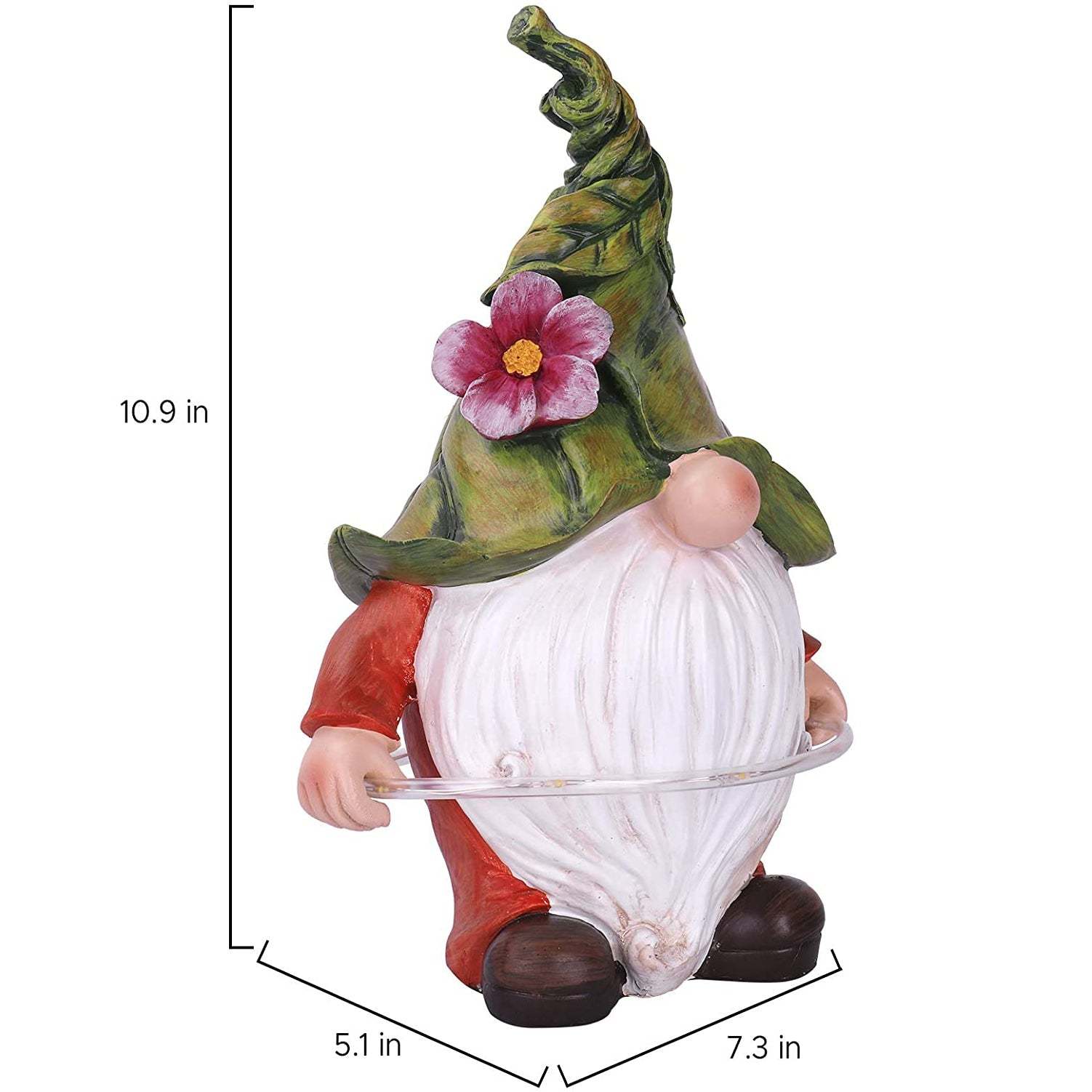 Solar Lamp Garden Gnome Playing Circle Resin Dwarf Statue Outdoor Decoration-xinru