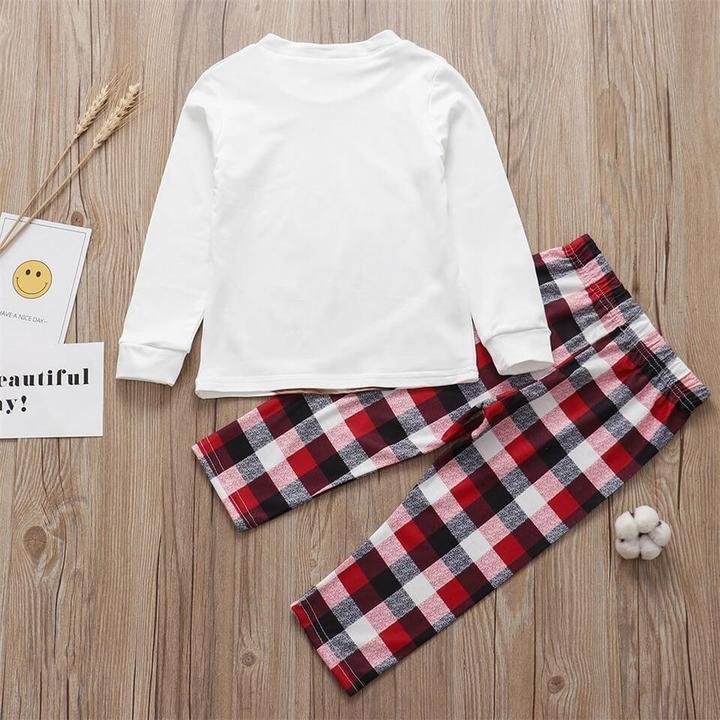 Plus Size Long/Short Sleeve Cute Deer Print Plaid Matching Pajamas Set for Family-xinru shop