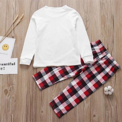 Plus Size Long/Short Sleeve Cute Deer Print Plaid Matching Pajamas Set for Family-xinru shop