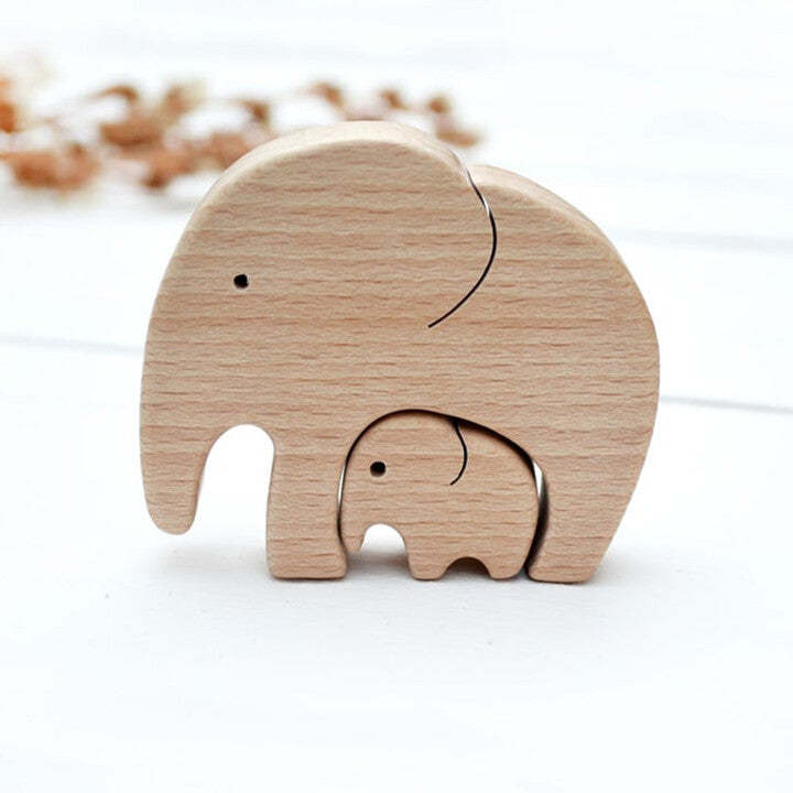 Mother's Day GiftElephant Mother And Child Wooden Ornament-xinru