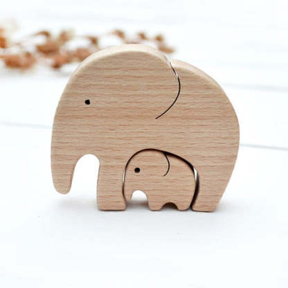 Mother's Day GiftElephant Mother And Child Wooden Ornament-xinru