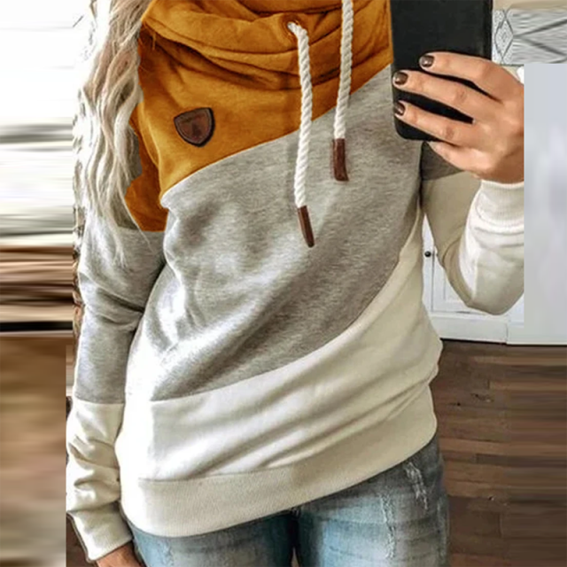 Spring Women Patchwork Hooded Sweatshirt-xinru