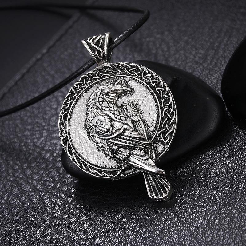 Odin Crow Amulet Viking Necklace Accessories-xinru