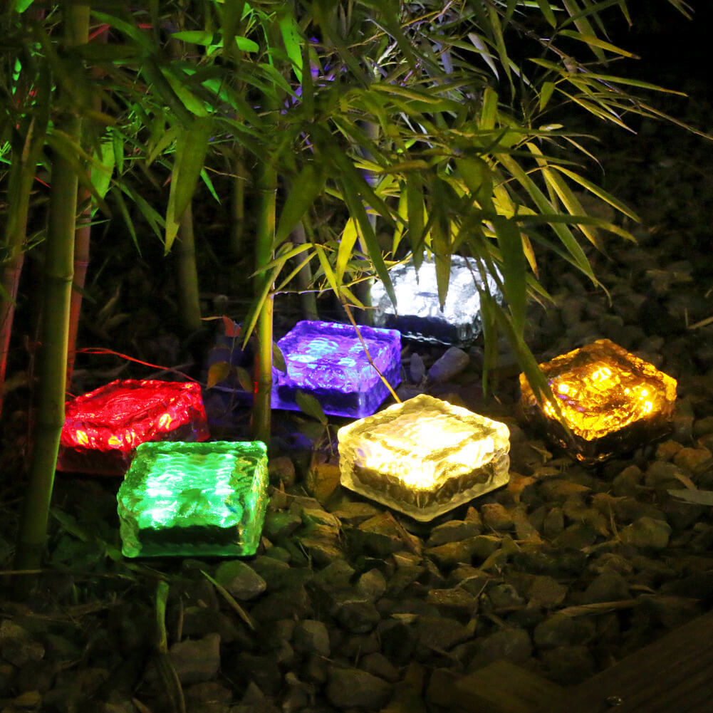 Solar LED Ice Brick Waterproof Glass Ground Light Garden Light-xinru
