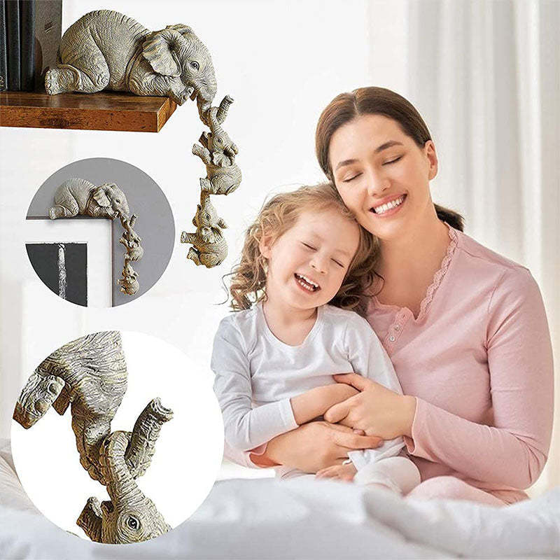 3Pcs Resin Elephant Sitter Figurines Wealth Figurine Hanging Off The Edge of Shelf Table Home Decoration-xinru shop