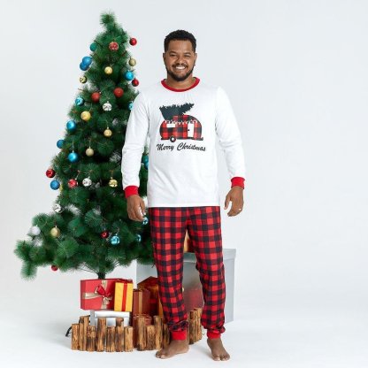 Plus Size Family Matching Plaid Car Carry Christmas Tree Pajamas Sets-xinru shop