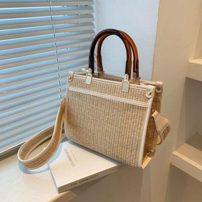 ウーブンバッグ大容量トートバッグ-xinru shop