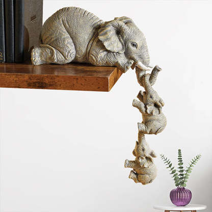 3Pcs Resin Elephant Sitter Figurines Wealth Figurine Hanging Off The Edge of Shelf Table Home Decoration-xinru shop