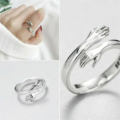 Women Sterling Silver Adjustable Love Hug Ring-xinru
