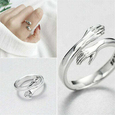 Women Sterling Silver Adjustable Love Hug Ring-xinru