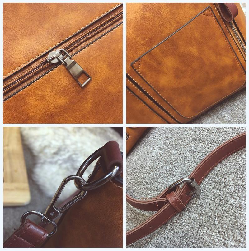 Large Vintage Leather Shoulder Tote Bag-xinru