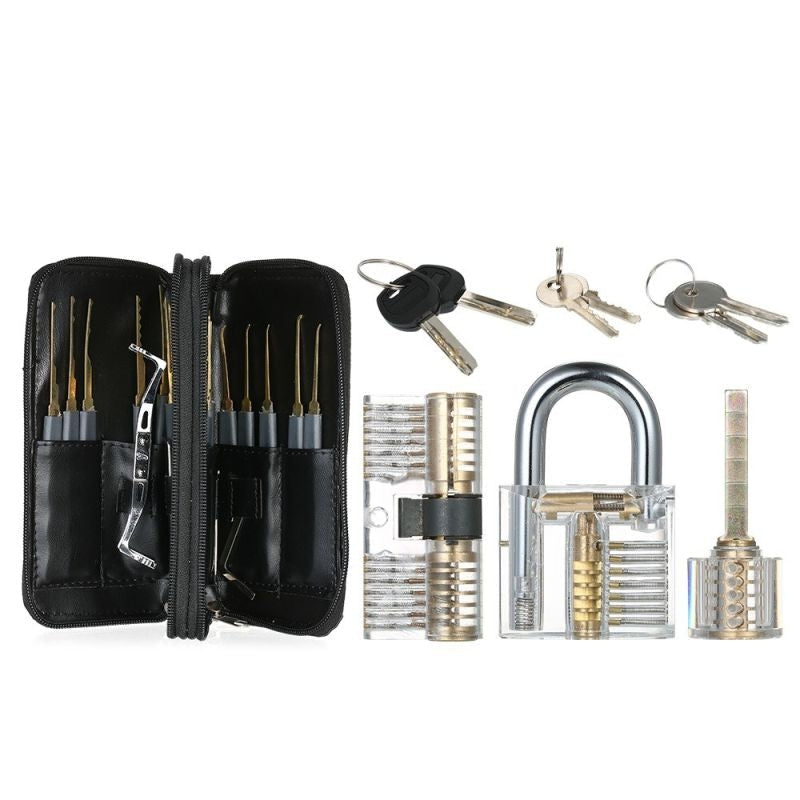 Lock Picking Set Kit Tool With Transparent Practice Training Padlock Lock For Locksmith Beginners And Professional-xinru shop