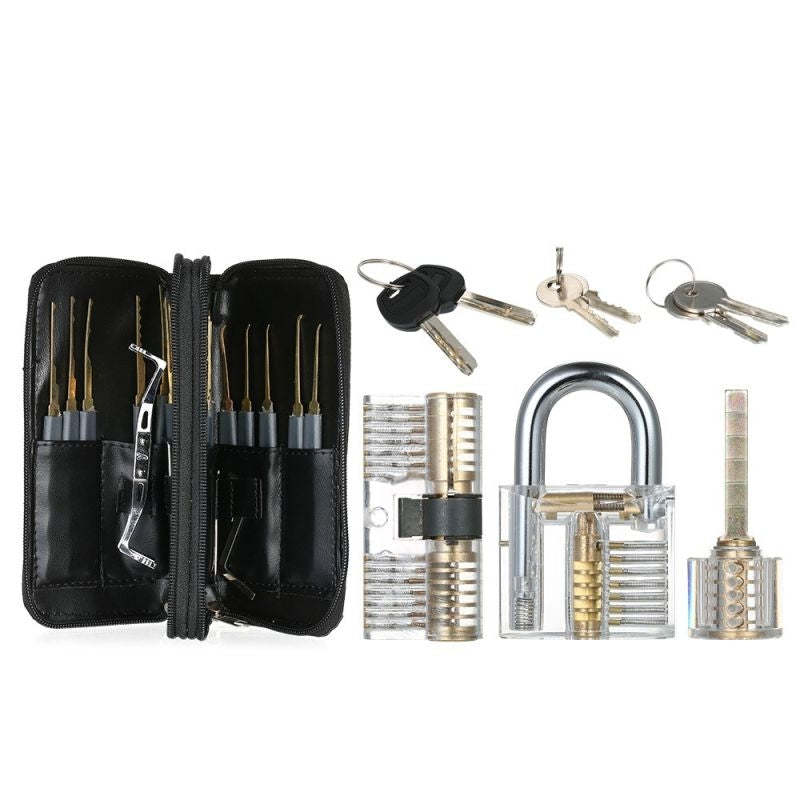Lock Picking Set Kit Tool With Transparent Practice Training Padlock Lock For Locksmith Beginners And Professional-xinru shop