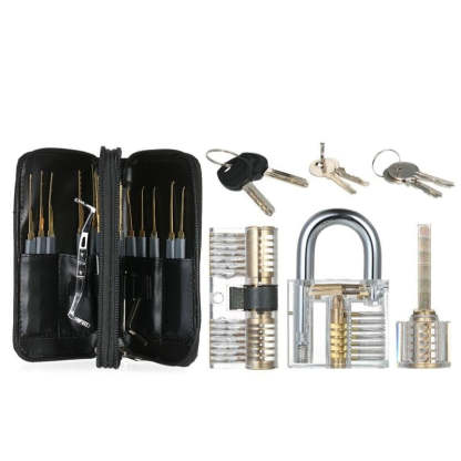 Lock Picking Set Kit Tool With Transparent Practice Training Padlock Lock For Locksmith Beginners And Professional-xinru shop