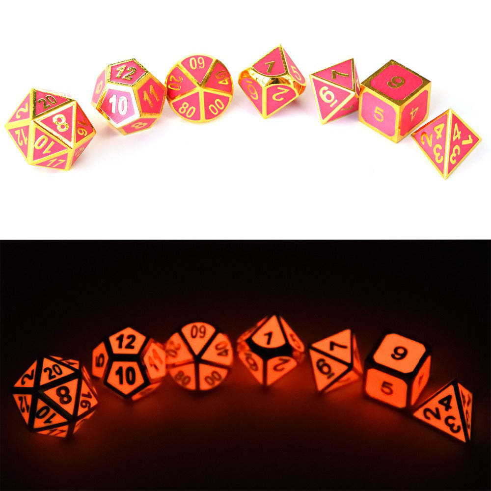 Glow In The Dark Metal Polyhedral Dice Set-xinru