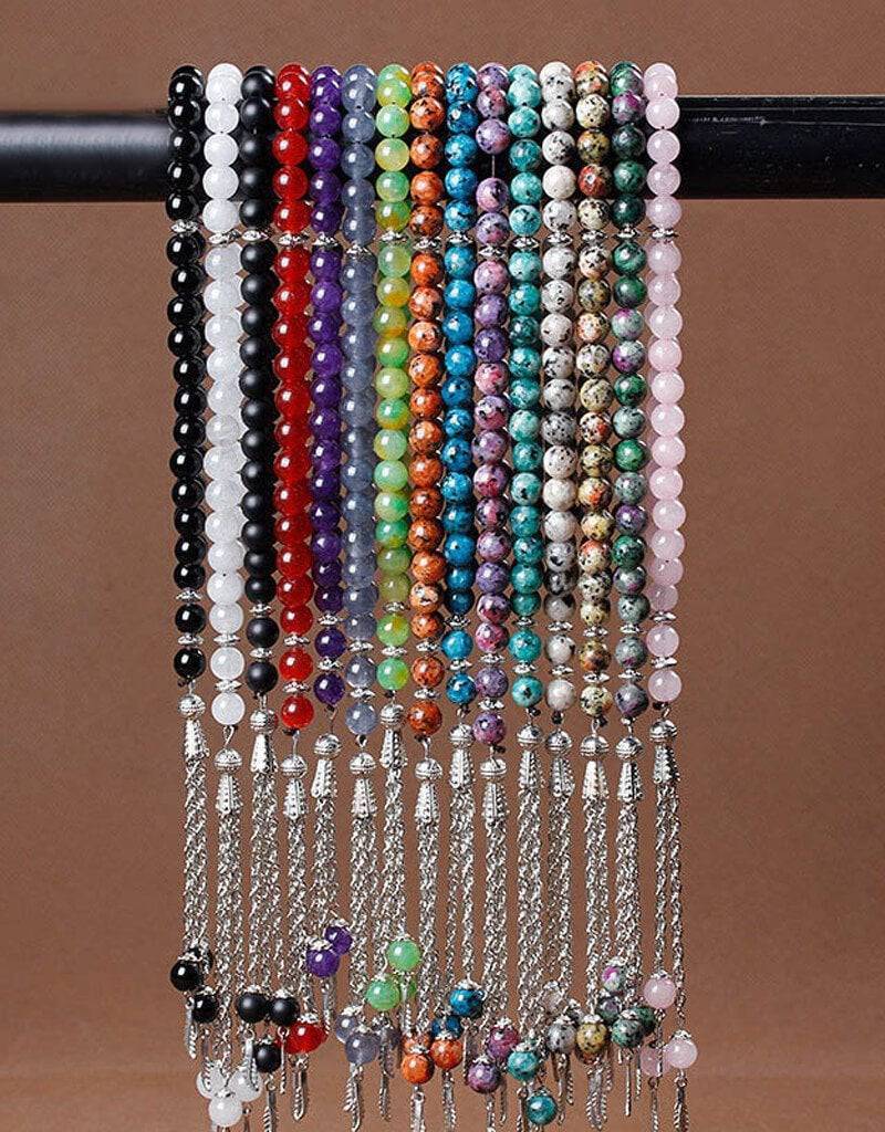 Natural Stone Agates Tassel Rosary Meditation Prayer Bead-xinru