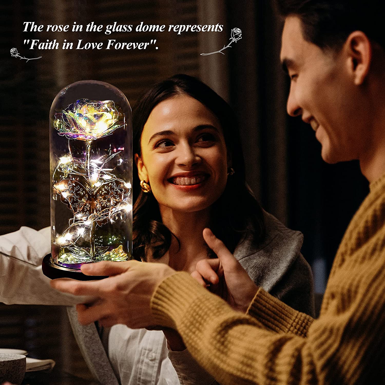 Mother's Day Gift light Up Galaxy Rose In Glass Dome-xinru