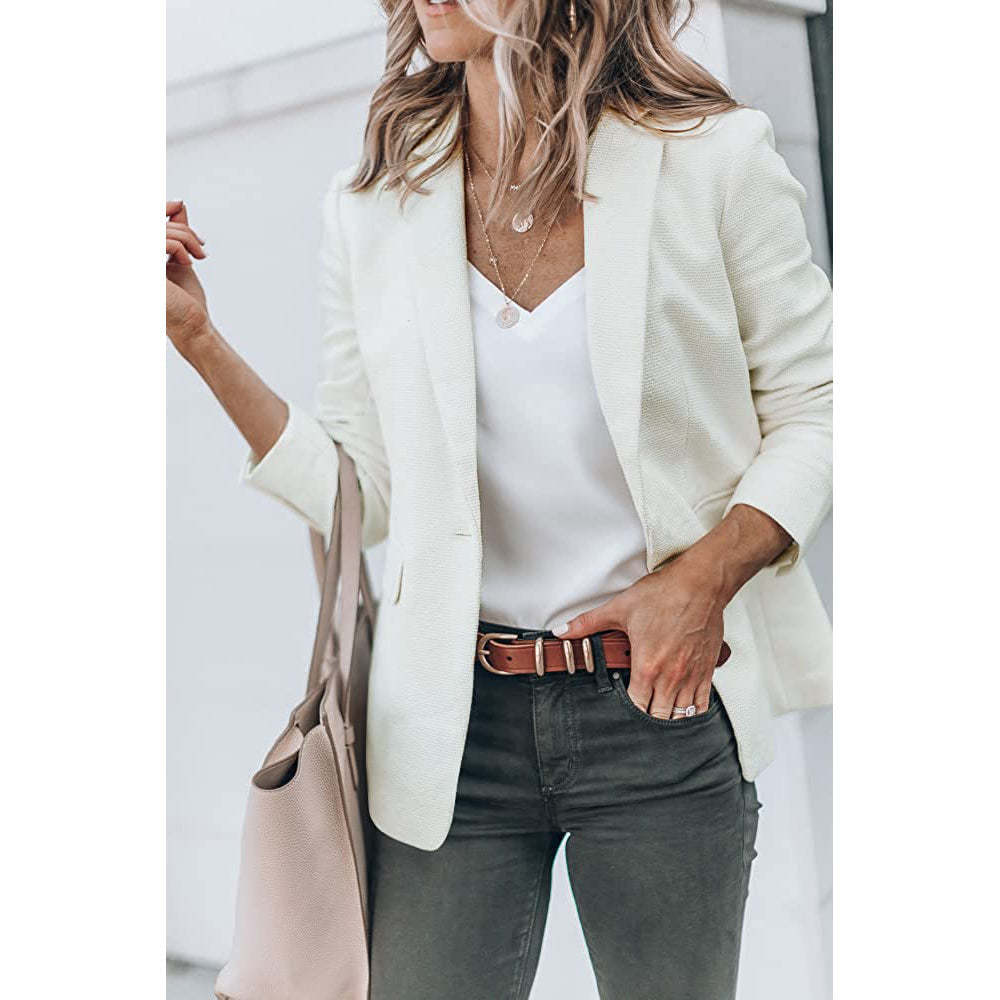 Ladies Casual Office Cardigan Long Sleeve Blazer-xinru