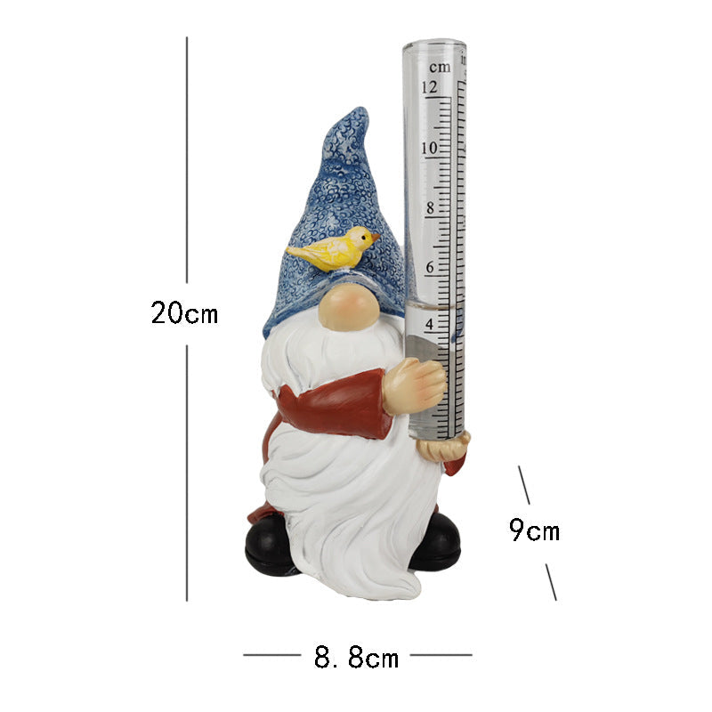 Resin Gnome Garden Statue with a Plastic Rain Gauge-xinru