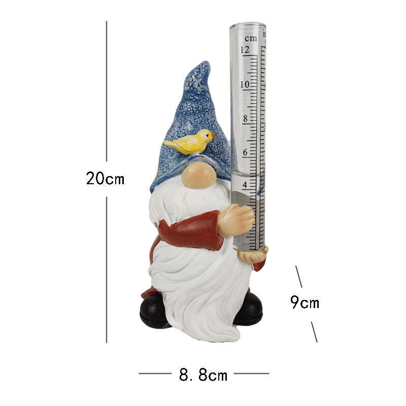 Resin Gnome Garden Statue with a Plastic Rain Gauge-xinru