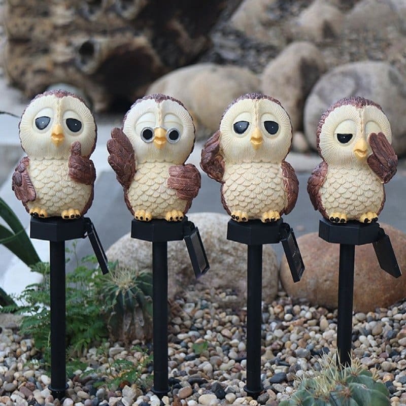 Outdoor Solar Owl Lights Stake Lights Garden Ornaments-xinru