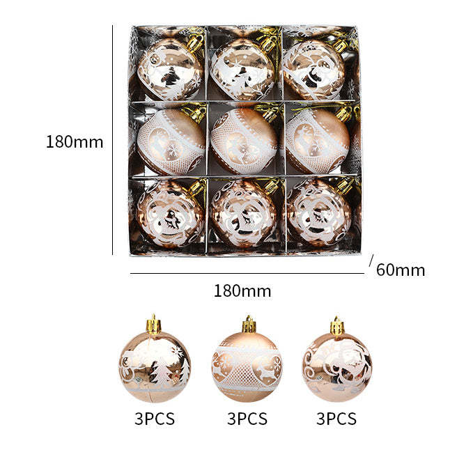 Classic Christmas Element Christmas Ball Ornaments, Set of 9-xinru shop