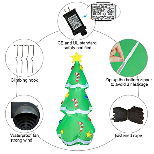 GOOSH 5 FT Height Christmas Inflatables Tree Decorations, Blow Up Yard Decoration Clearance with LED Lights Built-in for Holiday/Party/Yard/Garden-xinru shop
