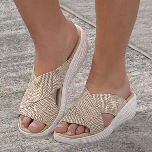 Women's Up-gradation-Stretch Cross Slide Sandals-xinru