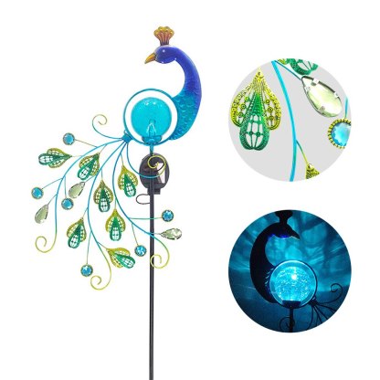 Outdoor Courtyard Garden Waterproof Metal Peacock Solar Light Pile-xinru