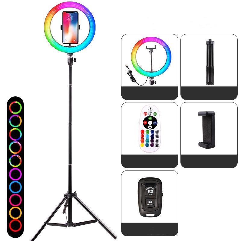 10" RGB Ring Light Ttripod 26 Colors Selfie Ring Light with Stand-xinru