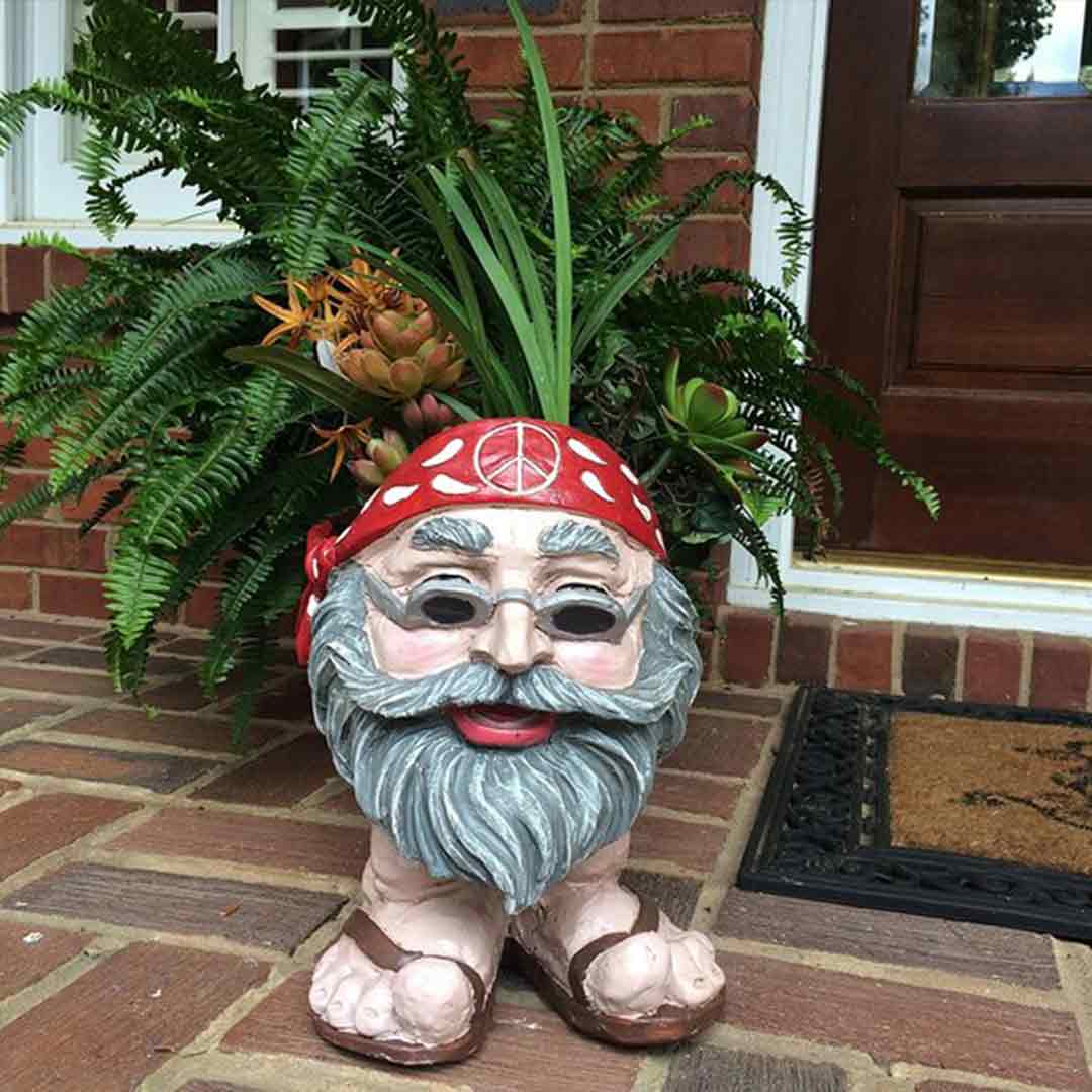 Muggly Hippie "Jerry" and Flower Child "Janice" Painted Face Humorous Planter-xinru